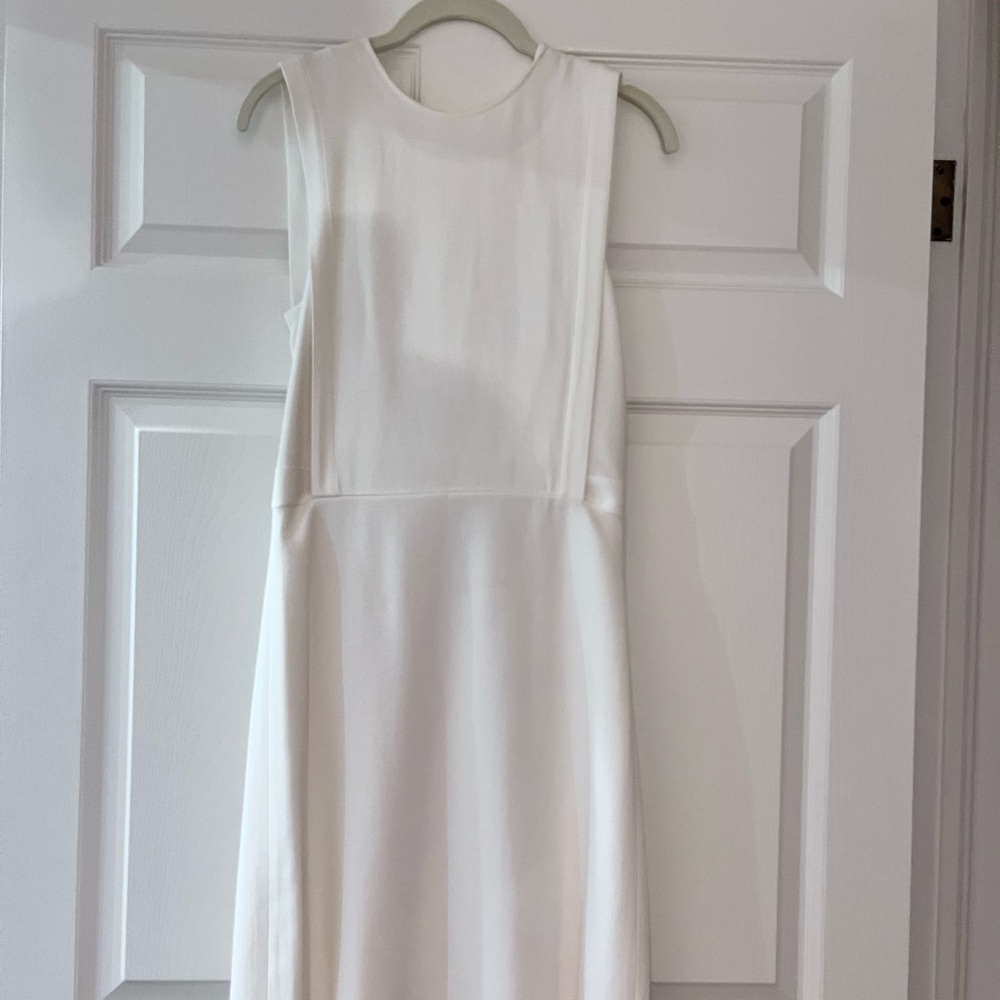 Theory White Sleeveless Sheath Midi Dress